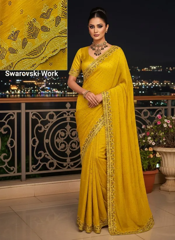Mustard_Georgette_Swarovski_Embellished_Bollywood_Saree_For_Women_|_With_Blouse_Piece