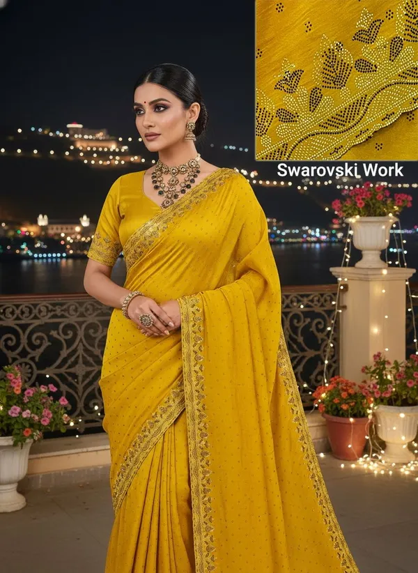 Mustard_Georgette_Swarovski_Embellished_Bollywood_Saree_For_Women_|_With_Blouse_Piece