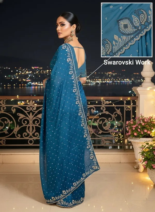Blue_Georgette_Embellished_Saree_For_Women_|_With_Blouse_Piece