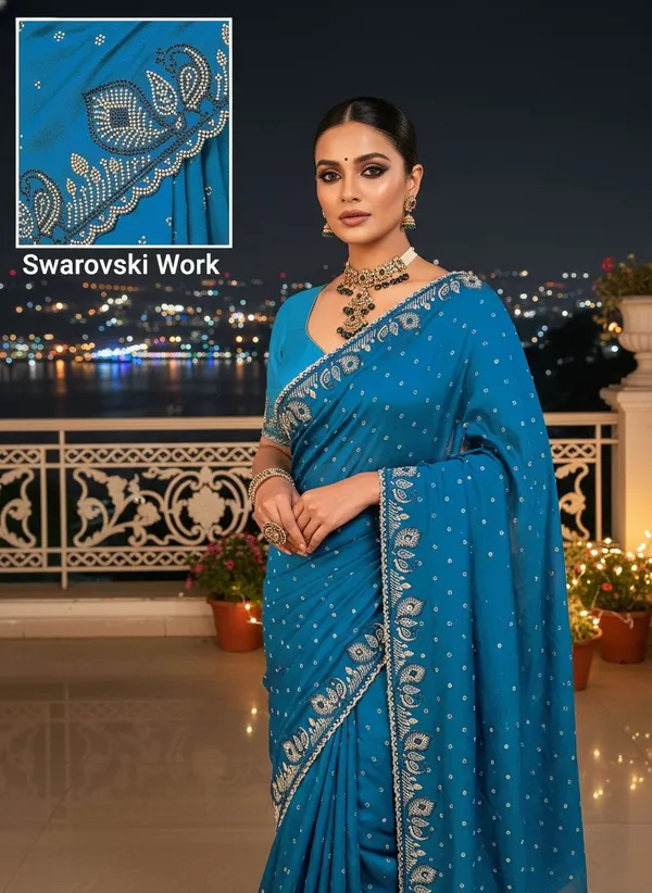 Blue_Georgette_Embellished_Saree_For_Women_|_With_Blouse_Piece