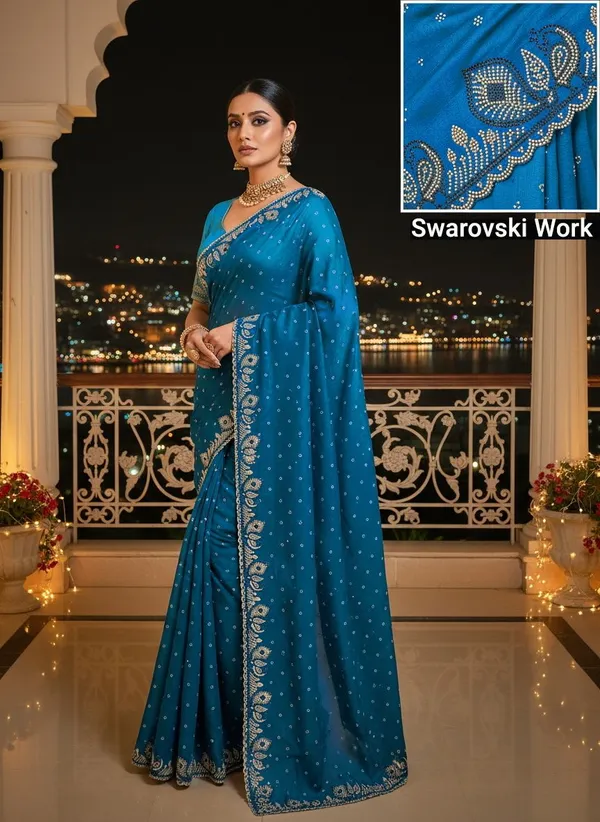 Blue_Georgette_Embellished_Saree_For_Women_|_With_Blouse_Piece