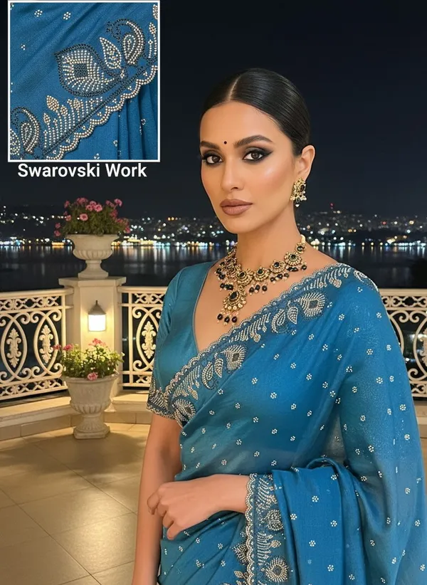 Blue_Georgette_Embellished_Saree_For_Women_|_With_Blouse_Piece