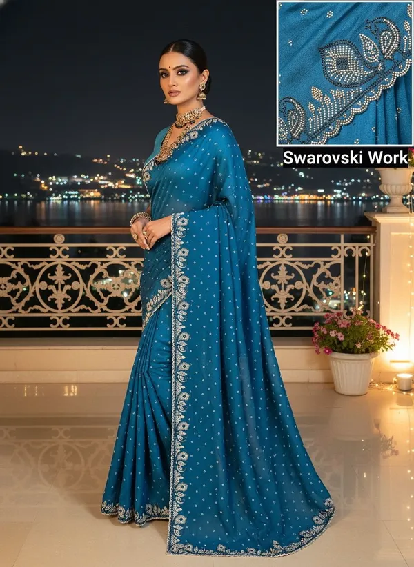 Blue_Georgette_Embellished_Saree_For_Women_|_With_Blouse_Piece