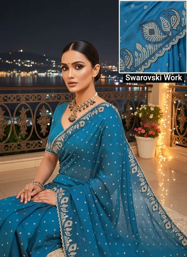 Blue_Georgette_Embellished_Saree_For_Women_|_With_Blouse_Piece