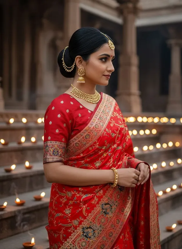 Red_Semi_Pashmina_Banarasi_Jacquard_Woven_Saree_For_Women_|_With_Blouse_Piece