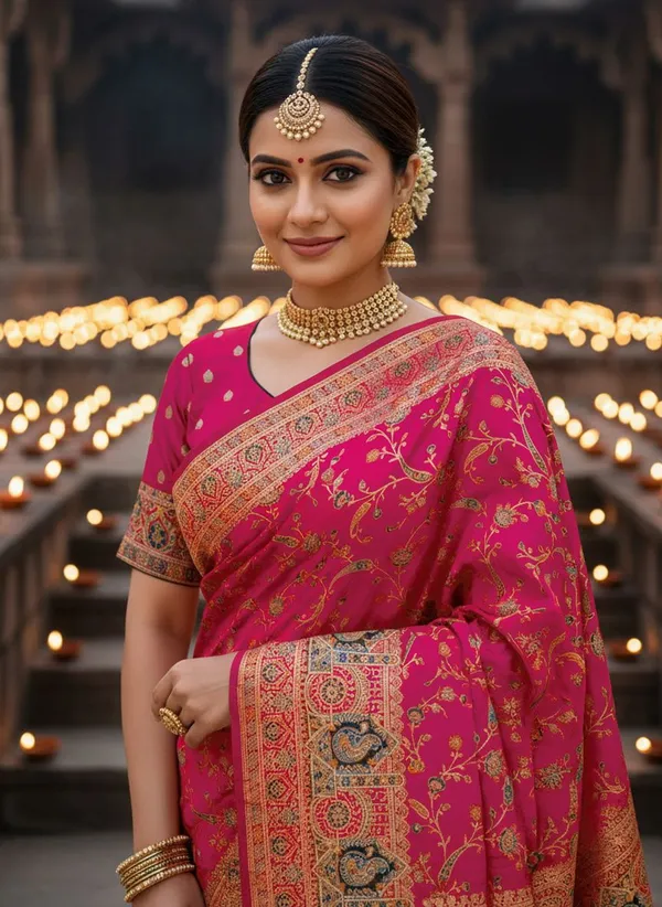 Pink_Semi_Pashmina_Jacquard_Zari_Woven_Saree_For_Women_|_With_Blouse_Piece