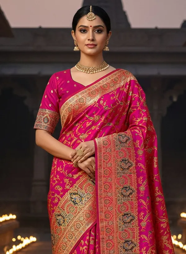 Pink_Semi_Pashmina_Jacquard_Zari_Woven_Saree_For_Women_|_With_Blouse_Piece