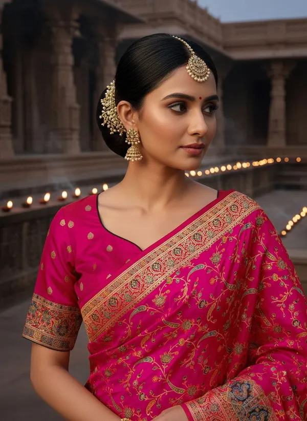 Pink_Semi_Pashmina_Jacquard_Zari_Woven_Saree_For_Women_|_With_Blouse_Piece