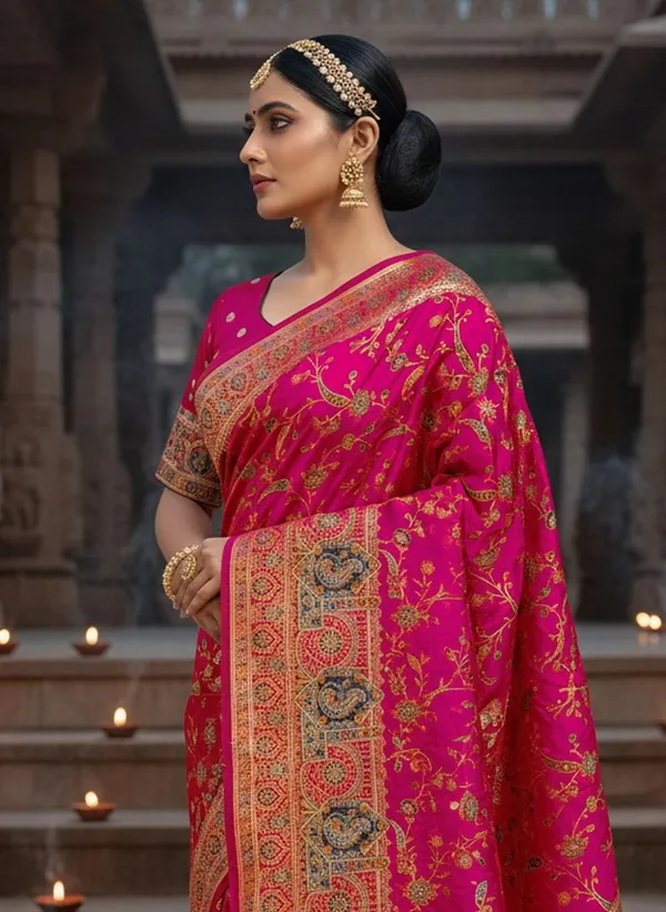 Pink_Semi_Pashmina_Jacquard_Zari_Woven_Saree_For_Women_|_With_Blouse_Piece