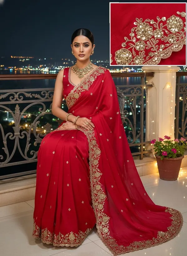 Red_Satin_Embroidered_Embellished_Bollywood_Saree_For_Women_|_With_Blouse_Piece