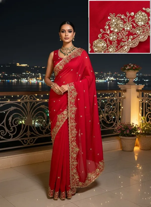 Red_Satin_Embroidered_Embellished_Bollywood_Saree_For_Women_|_With_Blouse_Piece