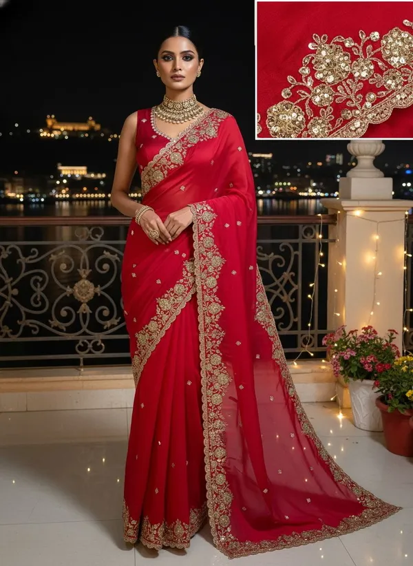 Red_Satin_Embroidered_Embellished_Bollywood_Saree_For_Women_|_With_Blouse_Piece