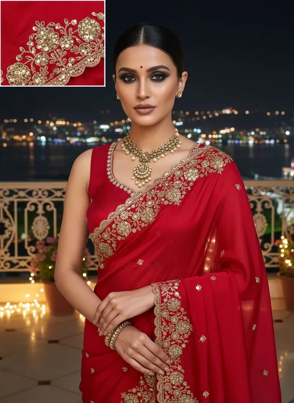 Red_Satin_Embroidered_Embellished_Bollywood_Saree_For_Women_|_With_Blouse_Piece
