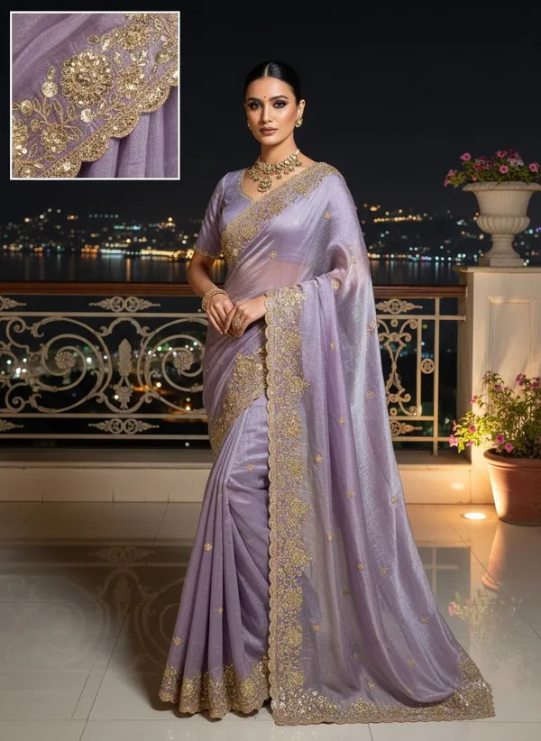 Purple_Satin_Embroidered_Embellished_Saree_For_Women_|_With_Blouse_Piece