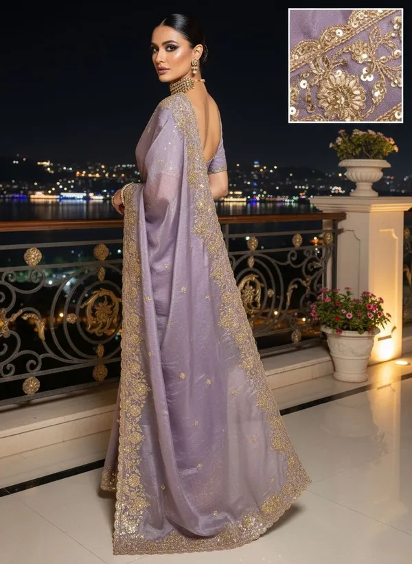 Purple_Satin_Embroidered_Embellished_Saree_For_Women_|_With_Blouse_Piece