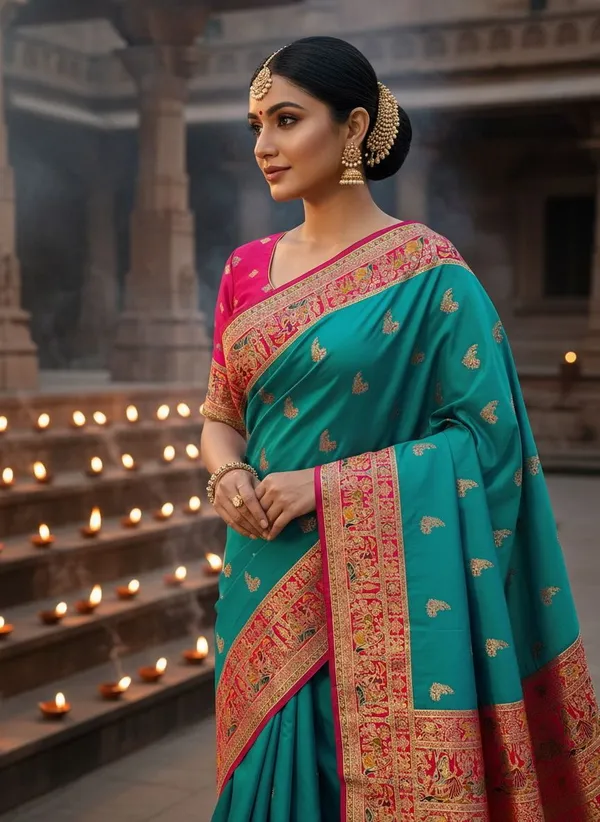 Light_Green_Semi_Pashmina_Jacquard_Woven_Saree_For_Women_|_With_Blouse_Piece