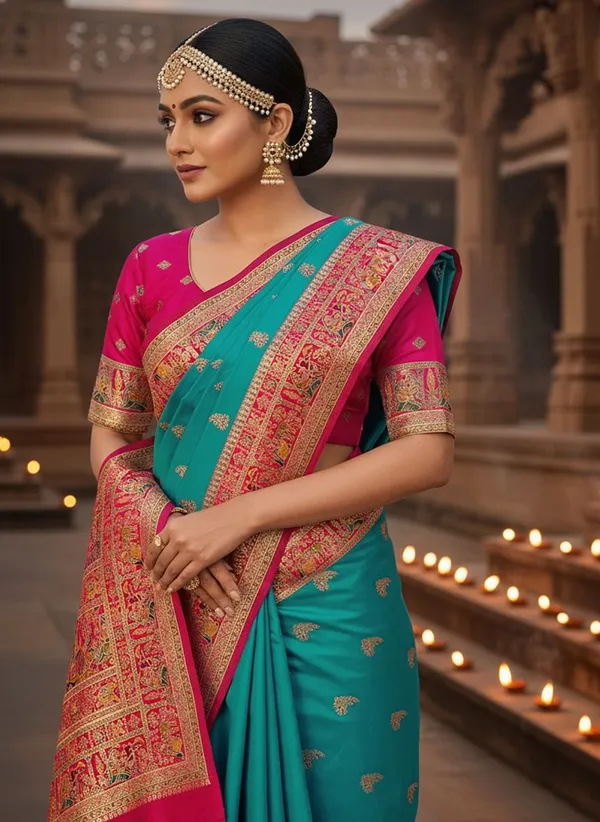 Light_Green_Semi_Pashmina_Jacquard_Woven_Saree_For_Women_|_With_Blouse_Piece