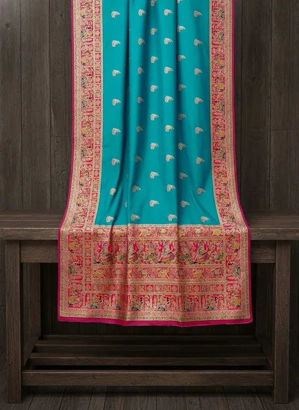 Light_Green_Semi_Pashmina_Jacquard_Woven_Saree_For_Women_|_With_Blouse_Piece