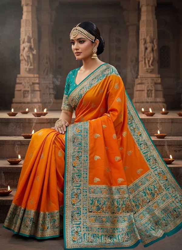 Mustard_Semi_Pashmina_Jacquard_Woven_Banarasi_Saree_For_Women_|_With_Blouse_Piece