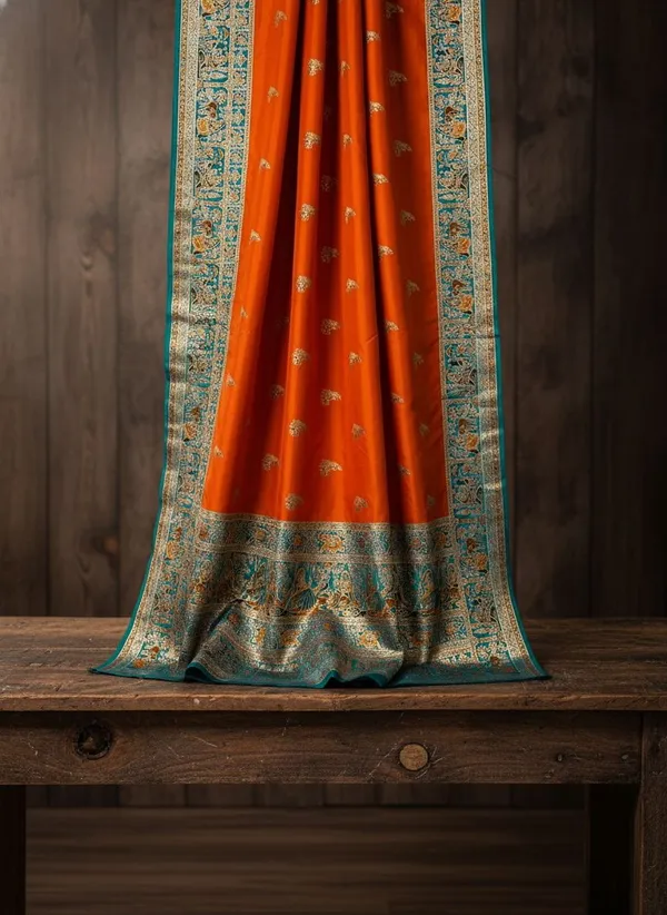 Mustard_Semi_Pashmina_Jacquard_Woven_Banarasi_Saree_For_Women_|_With_Blouse_Piece