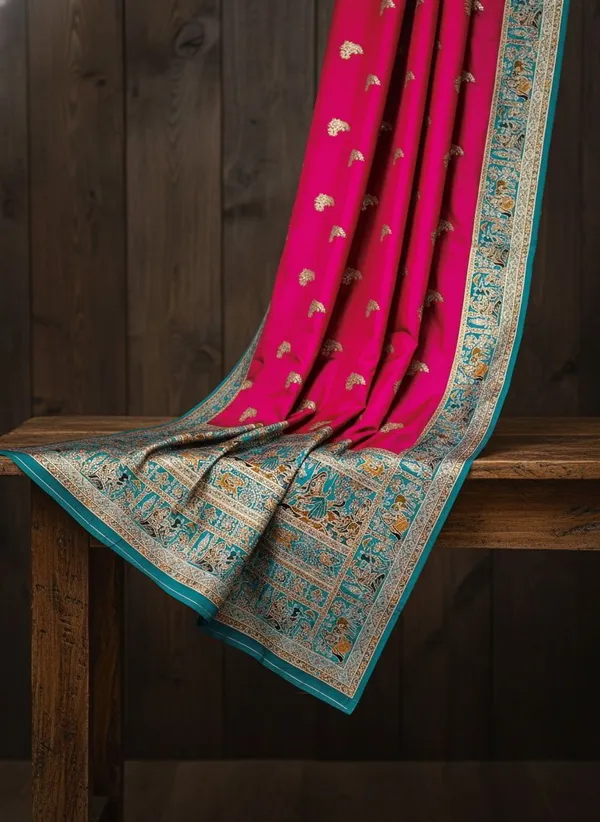 Pink_Semi_Pashmina_Banarasi_Jacquard_Woven_Saree_For_Women_|_With_Blouse_Piece