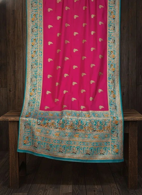 Pink_Semi_Pashmina_Banarasi_Jacquard_Woven_Saree_For_Women_|_With_Blouse_Piece