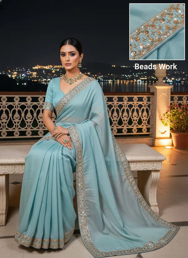Light_Blue_Georgette_Embellished_Saree_For_Women_|_With_Blouse_Piece