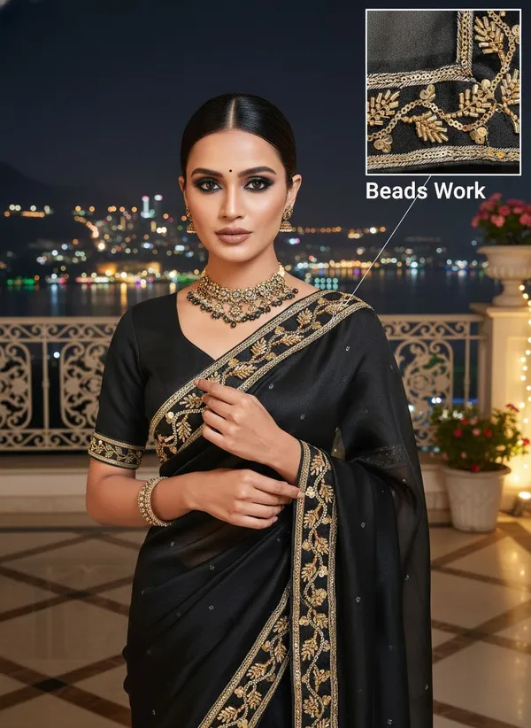 Black_Georgette_Beads_Lace_Embroidered_Saree_For_Women_|_With_Blouse_Piece