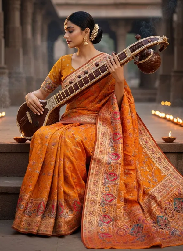 Mustard_Semi_Pashmina_Jacquard_Banarasi_Woven_Saree_For_Women_|_With_Blouse_Piece