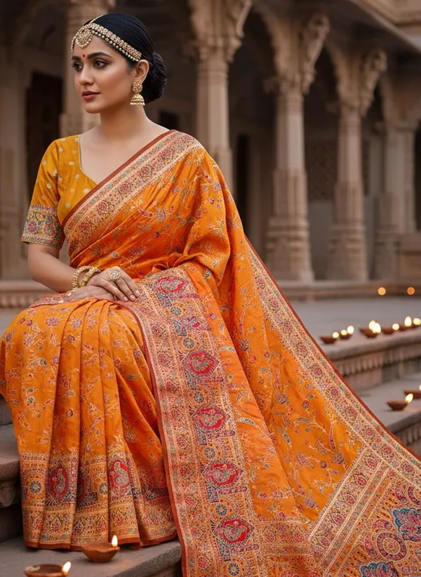Mustard_Semi_Pashmina_Jacquard_Banarasi_Woven_Saree_For_Women_|_With_Blouse_Piece