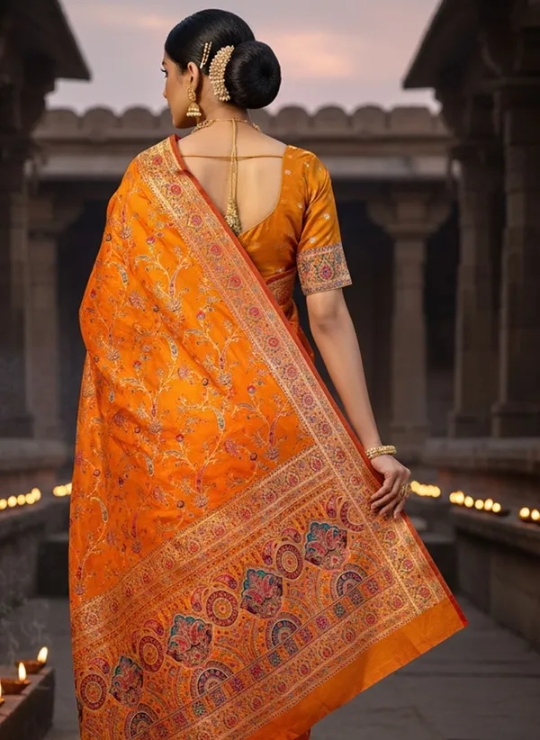 Mustard_Semi_Pashmina_Jacquard_Banarasi_Woven_Saree_For_Women_|_With_Blouse_Piece
