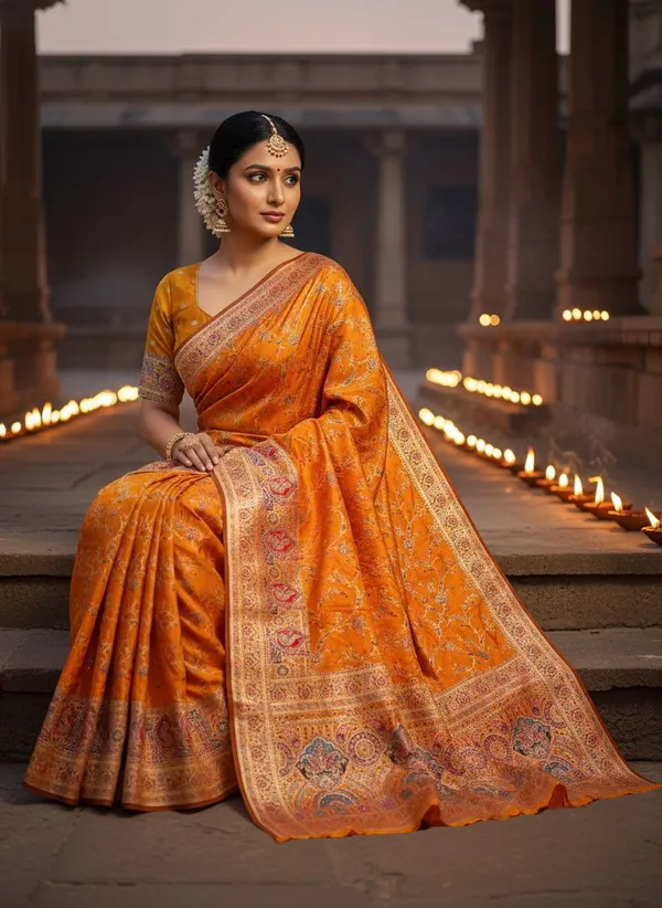 Mustard_Semi_Pashmina_Jacquard_Banarasi_Woven_Saree_For_Women_|_With_Blouse_Piece