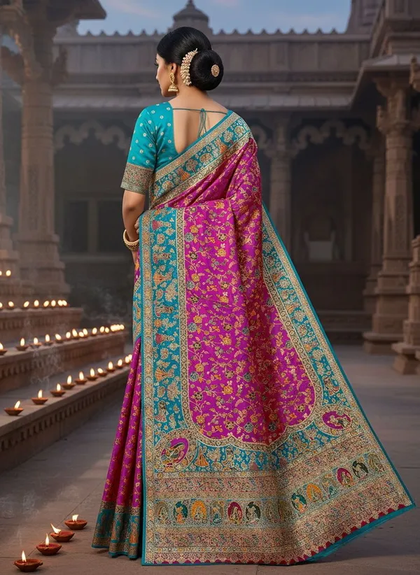 Magenta_Semi_Pashmina_Jacquard_Woven_Zari_Saree_For_Women_|_With_Blouse_Piece
