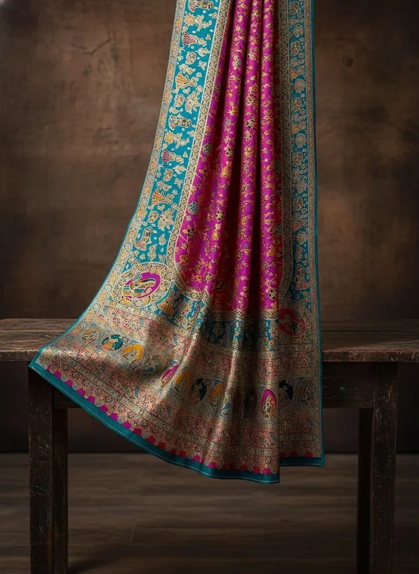 Magenta_Semi_Pashmina_Jacquard_Woven_Zari_Saree_For_Women_|_With_Blouse_Piece