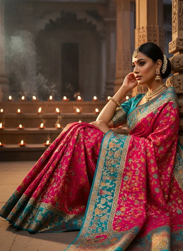 Pink_Semi_Pashmina_Zari_Jacquard_Woven_Banarasi_Saree_For_Women_|_With_Blouse_Piece