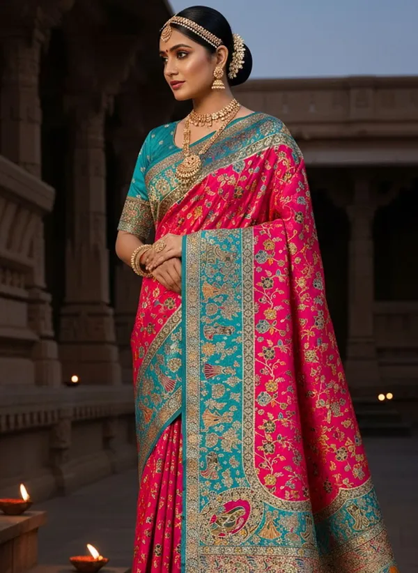 Pink_Semi_Pashmina_Zari_Jacquard_Woven_Banarasi_Saree_For_Women_|_With_Blouse_Piece