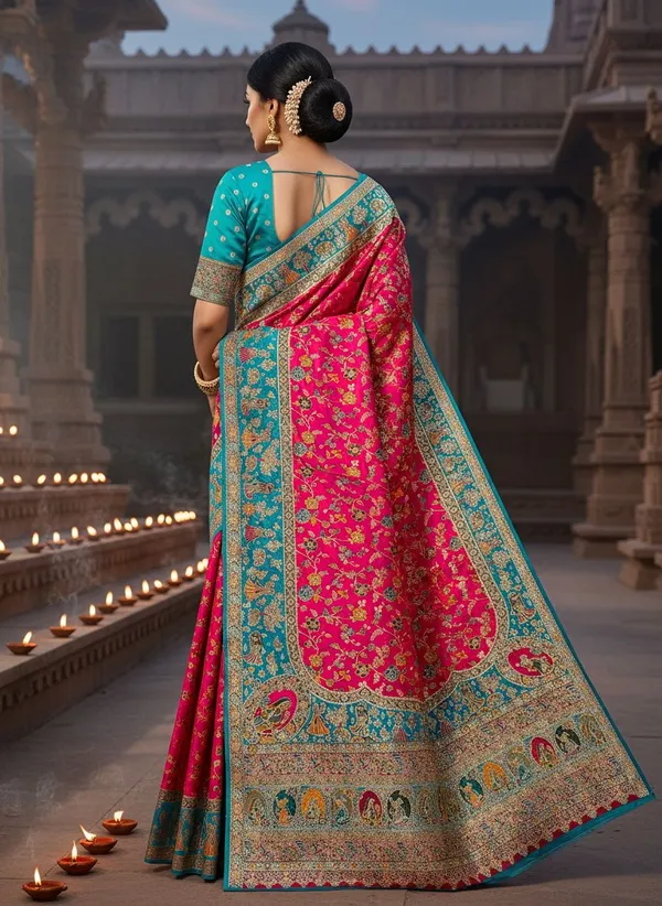 Pink_Semi_Pashmina_Zari_Jacquard_Woven_Banarasi_Saree_For_Women_|_With_Blouse_Piece