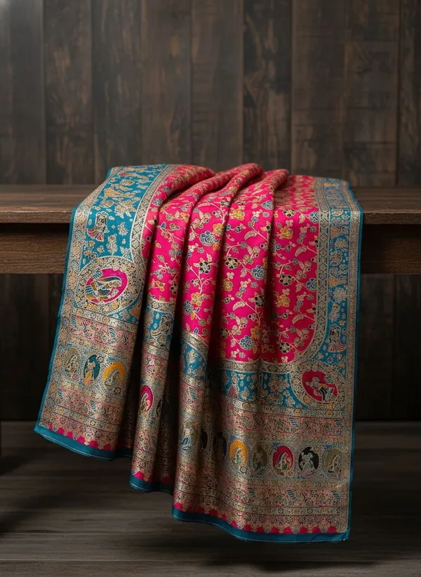 Pink_Semi_Pashmina_Zari_Jacquard_Woven_Banarasi_Saree_For_Women_|_With_Blouse_Piece