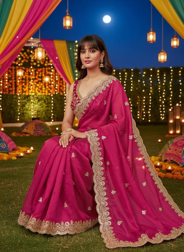 Pink_Satin_Zari_Sequin_Embroidered_Saree_For_Women_|_With_Blouse_Piece