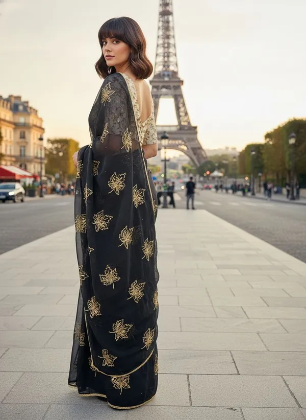 Black_Georgette_Silk_Blend_Zari_Sequin_Embroidered_Saree_For_Women_|_With_Blouse_Piece