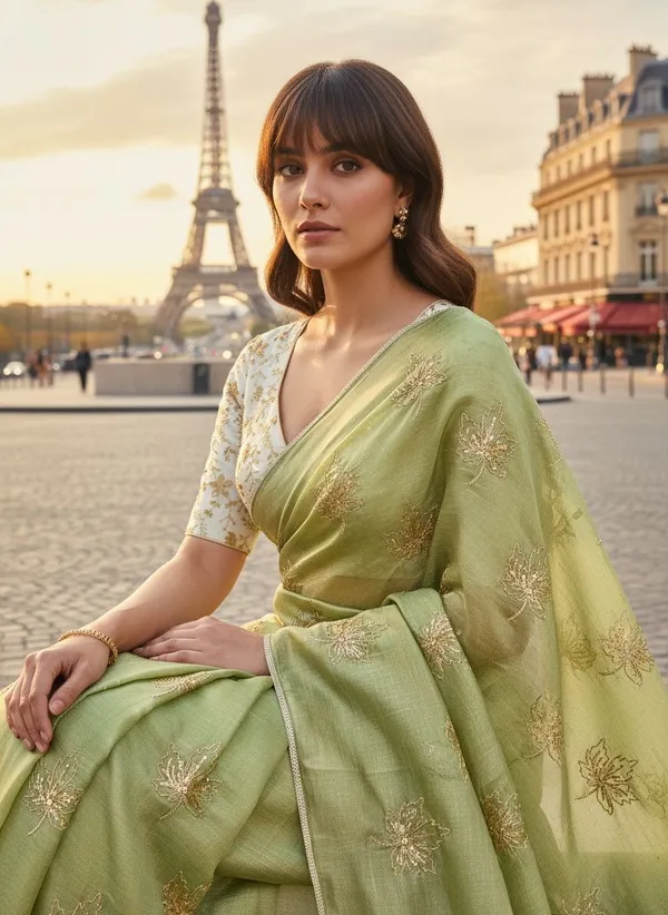 Light_Green_Georgette_Silk_Blend_Zari_Sequence_Embroidered_Saree_For_Women_|_With_Blouse_Piece
