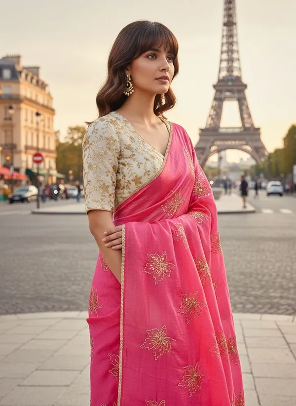 Pink_Georgette_Silk_Blend_Zari_Sequin_Embroidered_Saree_For_Women_|_With_Blouse_Piece