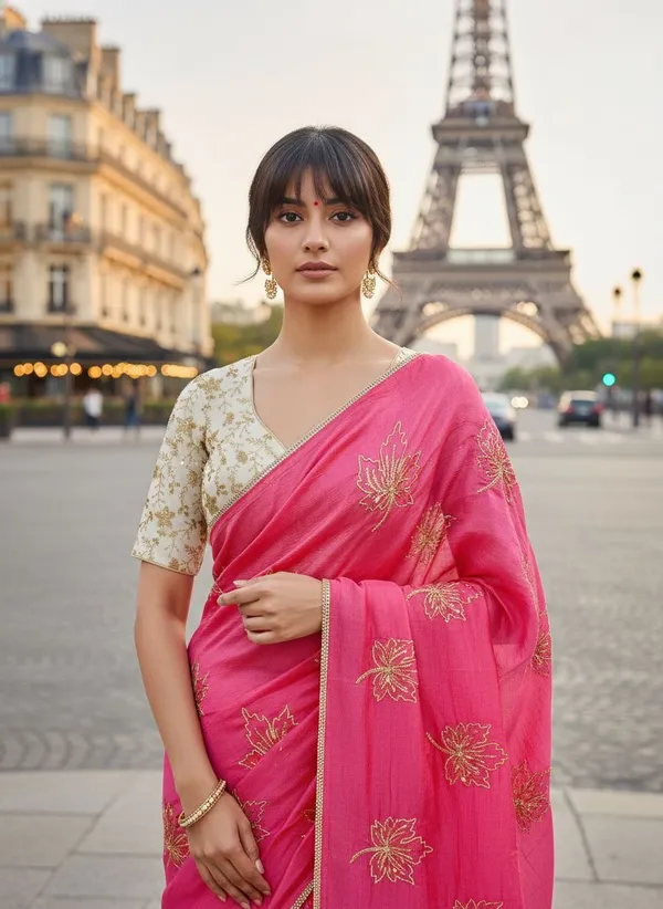 Pink_Georgette_Silk_Blend_Zari_Sequin_Embroidered_Saree_For_Women_|_With_Blouse_Piece