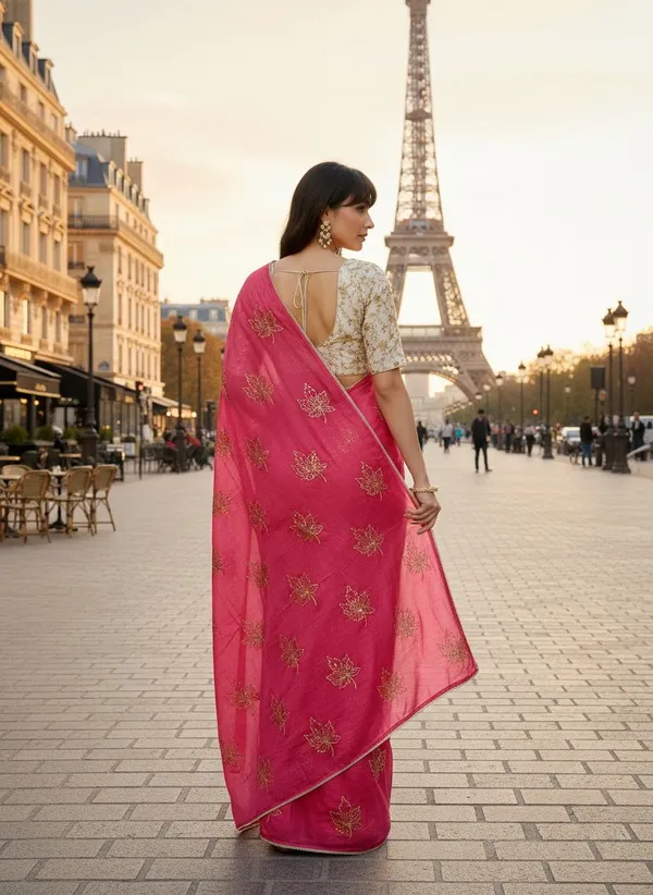 Pink_Georgette_Silk_Blend_Zari_Sequin_Embroidered_Saree_For_Women_|_With_Blouse_Piece