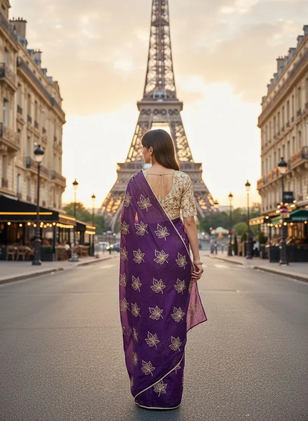 Purple_Georgette_Silk_Blend_Zari_Sequence_Embroidered_Saree_For_Women_|_With_Blouse_Piece