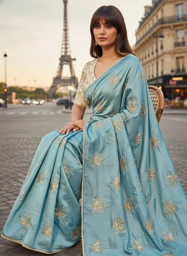 Light_Blue_Georgette_Silk_Blend_Zari_Sequin_Embroidered_Bollywood_Saree_For_Women_|_With_Blouse_Piece
