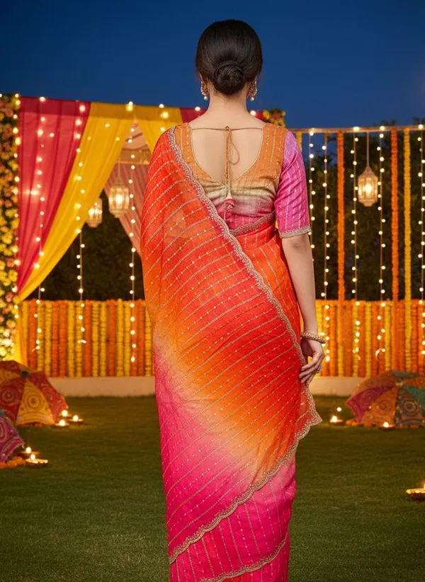 Orange_Pink_Satin_Chiffon_Ombre_Embroidered_Saree_For_Women_|_With_Blouse_Piece