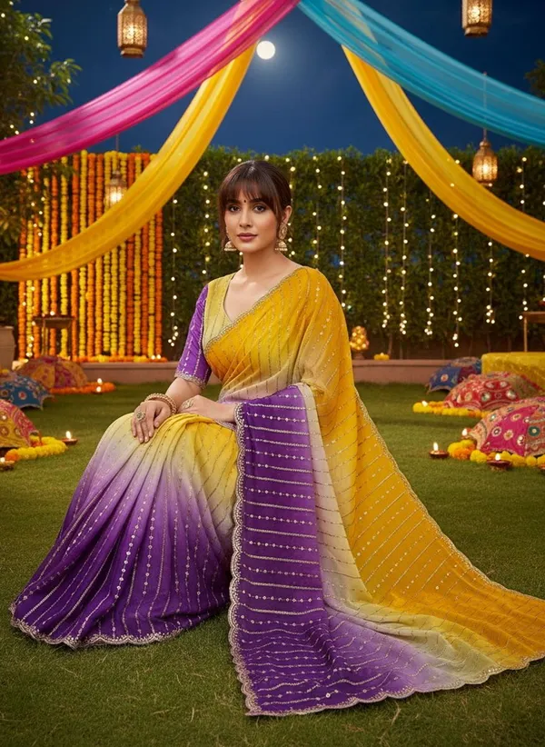 Yellow_Purple_Satin_Chiffon_Ombre_Embroidered_Saree_For_Women_|_With_Blouse_Piece