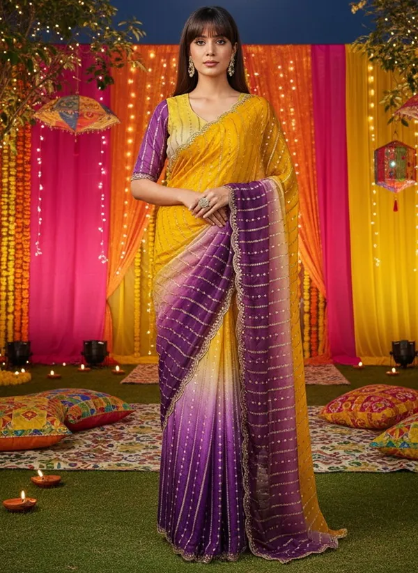 Yellow_Purple_Satin_Chiffon_Ombre_Embroidered_Saree_For_Women_|_With_Blouse_Piece