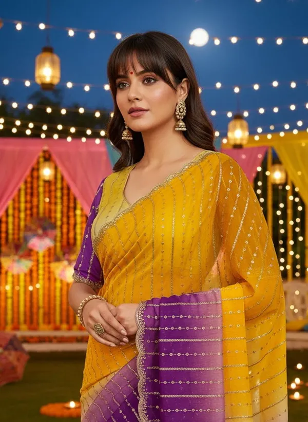 Yellow_Purple_Satin_Chiffon_Ombre_Embroidered_Saree_For_Women_|_With_Blouse_Piece